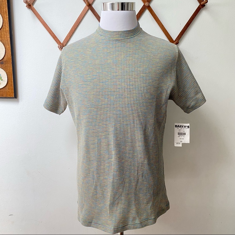 NWT Ribbed Knit Top Colorful Tee Made In Italy